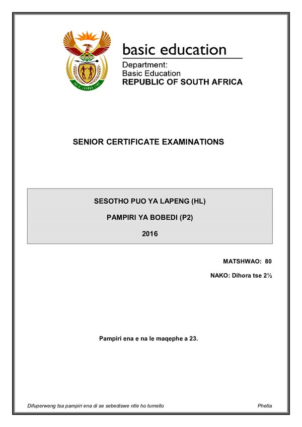 Sesotho Hl P2