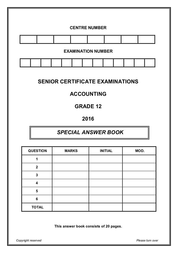 Accounting Paper 1 Answer Book (English)