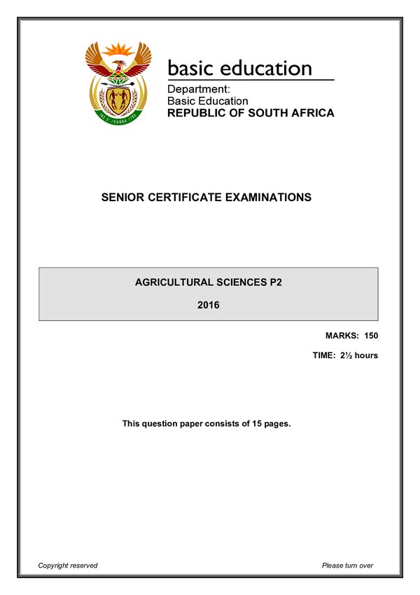 Agricultural Sciences Paper 2 (English)
