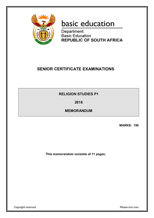 Religion Studies Memo 1 (English)