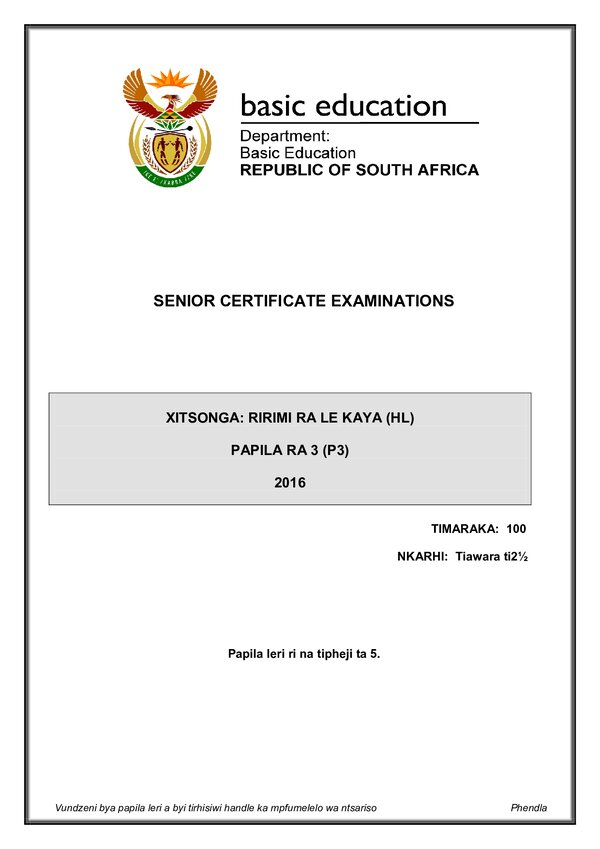 Xitsonga Hl P3