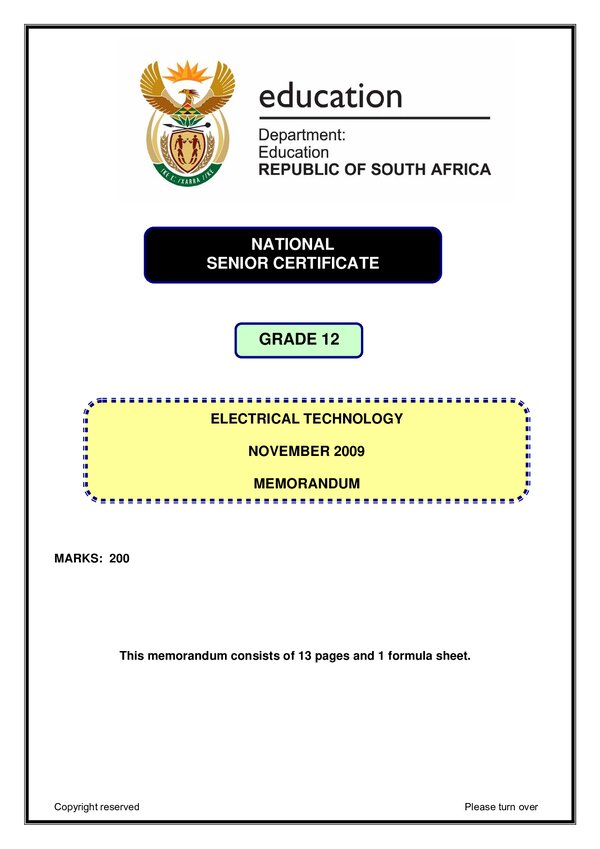 Electrical Technology Memo 1 (English)