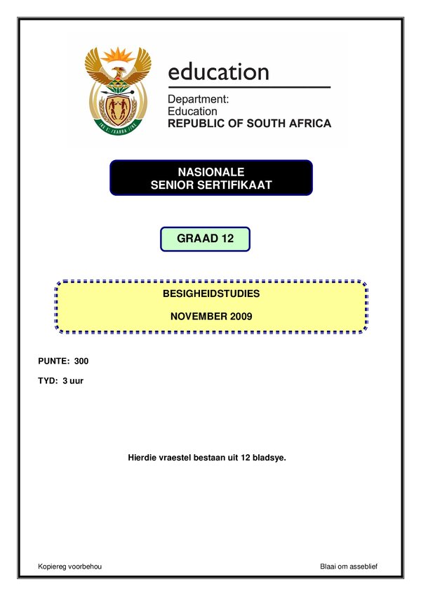 Business Studies Paper 1 (Afrikaans)