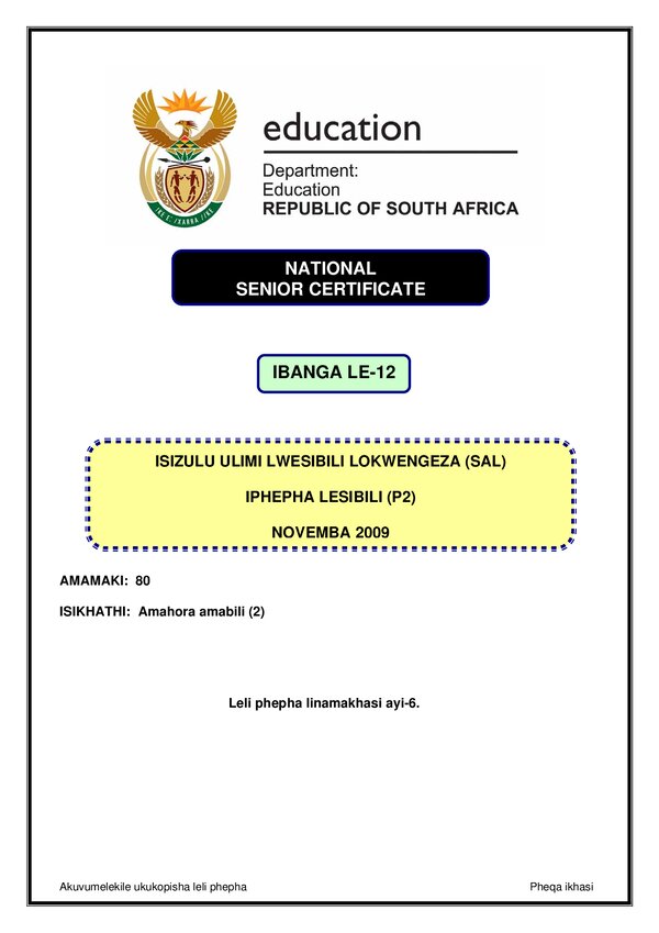 Isizulu Sal P2