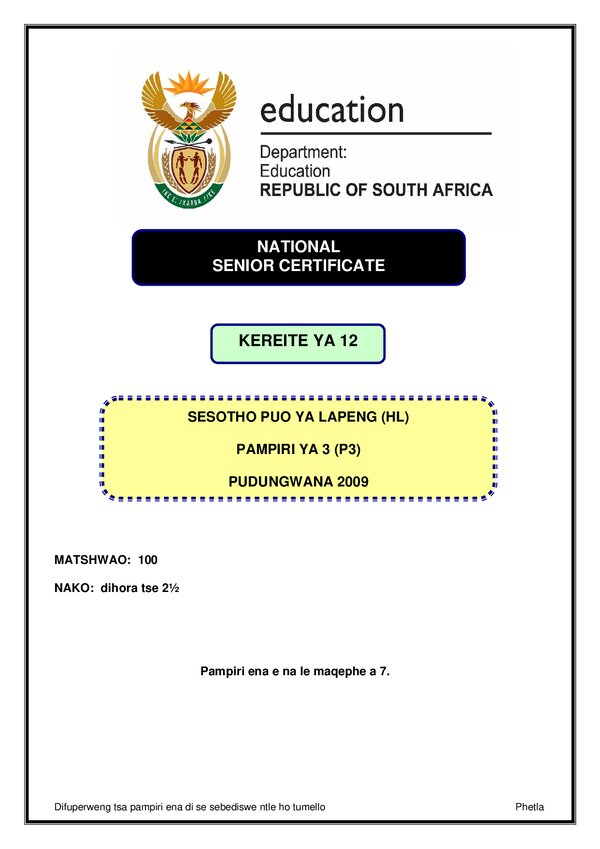 Sesotho Hl P3