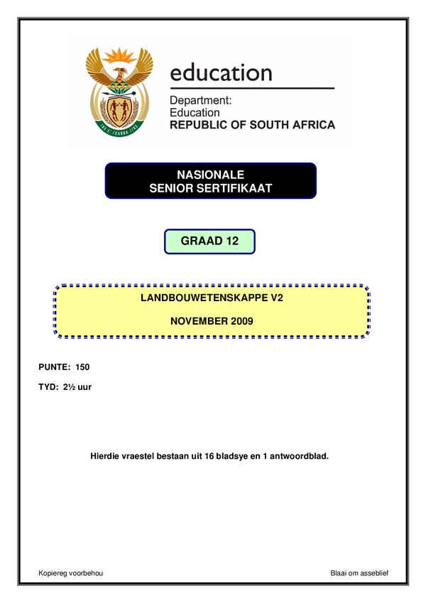 Agricultural Sciences Paper 2 (Afrikaans)