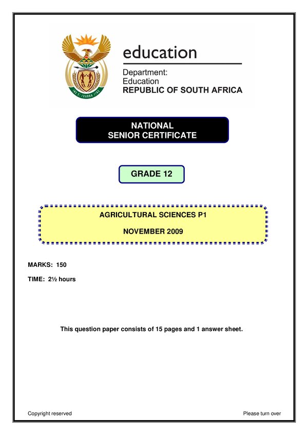 Agricultural Sciences Paper 1 (English)
