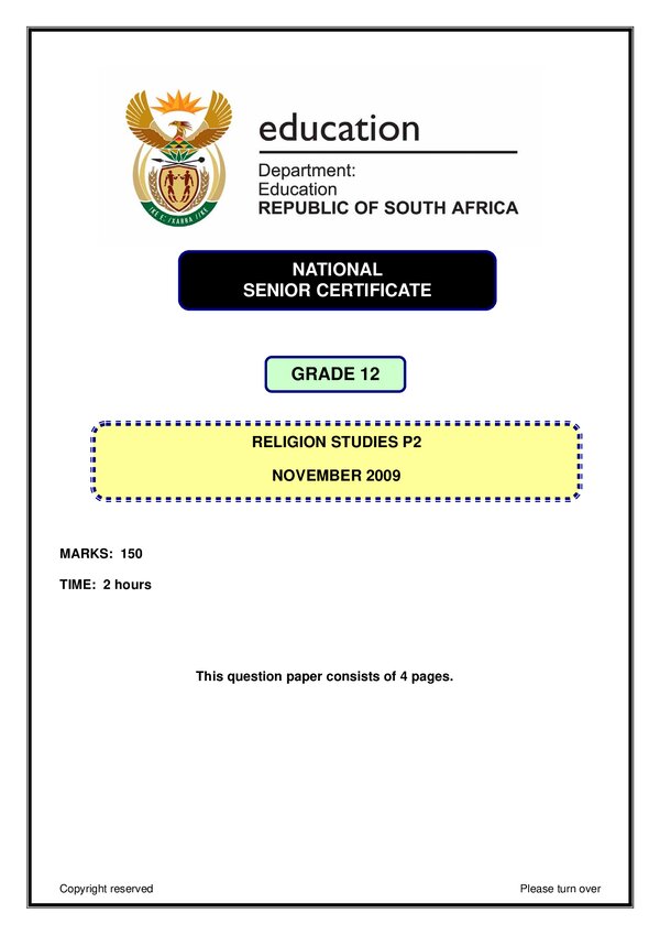 Religion Studies Paper 2 (Afrikaans)
