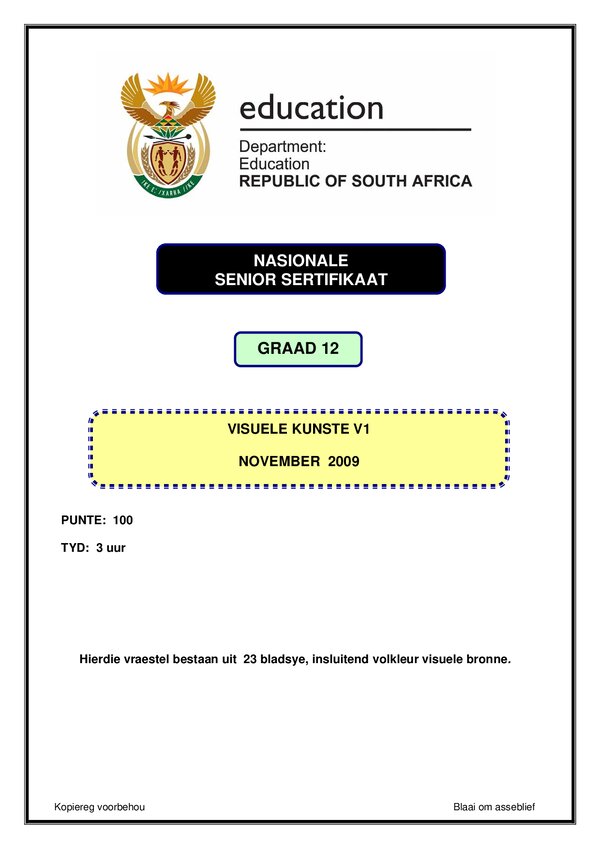 Visual Arts Paper 1 (Afrikaans)