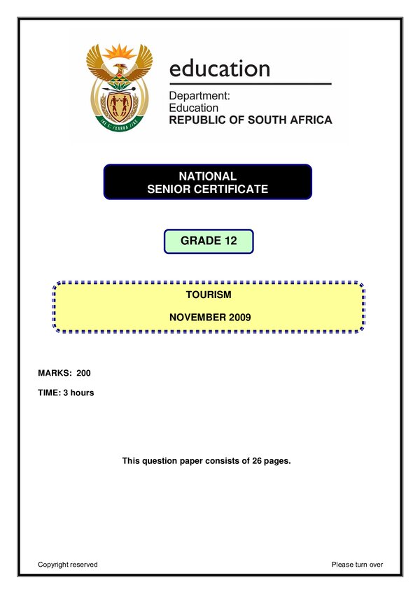 Tourism Paper 1 (English)