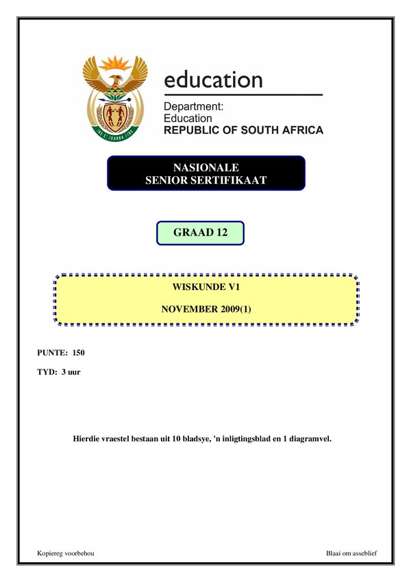 Mathematics Paper 1 (Afrikaans)