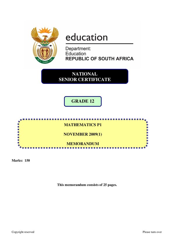 Mathematics Memo 1 English