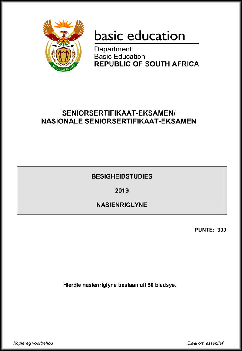 Grade 12 Business Studies past paper 2019 – business studies may june 2019 memo afr gr12