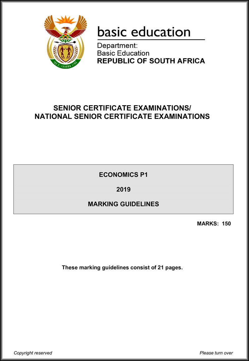 Grade 12 Economics past paper 2019 – economics p1 may june 2019 memo eng gr12