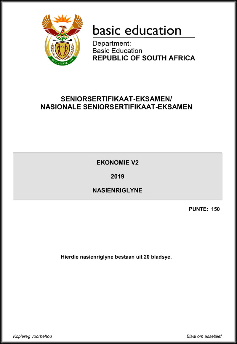 Economics P2 May June 2019 Memo Afr Gr12