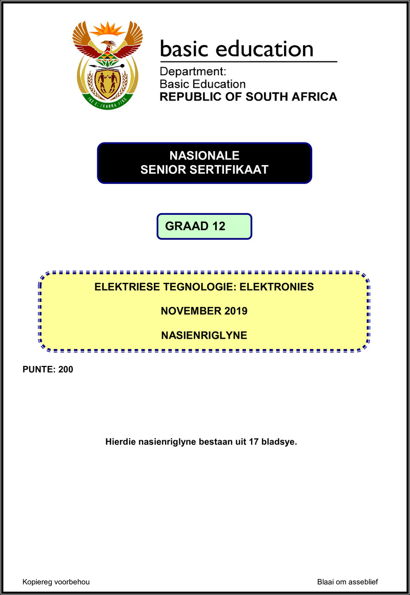 Electrical Technology Nov 2019 Electronics Memo Afr Gr12