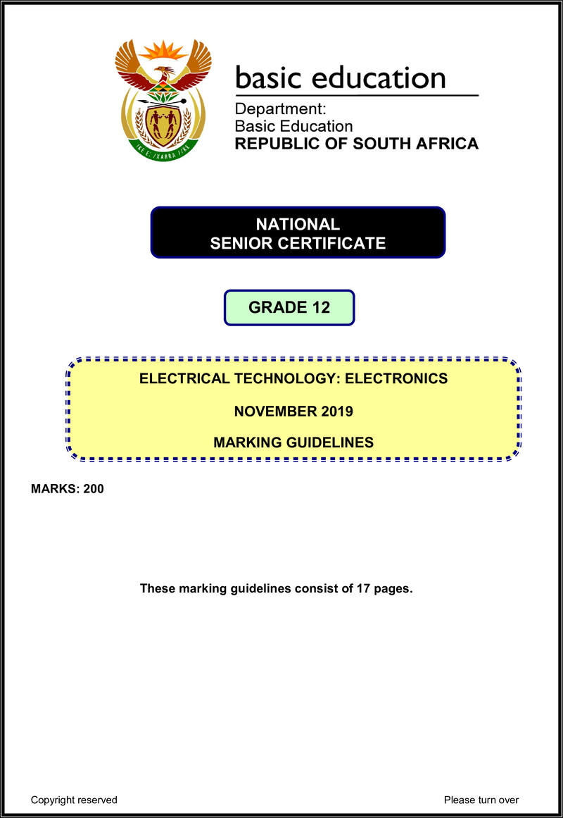 Electrical Technology Nov 2019 Electronics Memo Eng Gr12