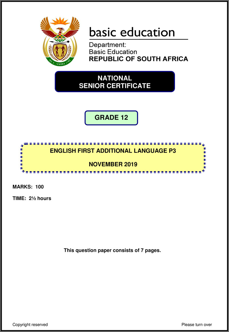 English Fal P3 Nov 2019 Gr12