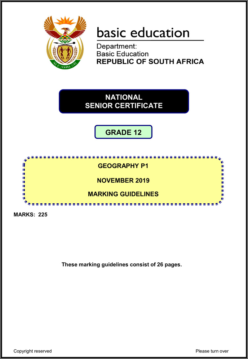 Geography P1 Nov 2019 Memo Eng Gr12