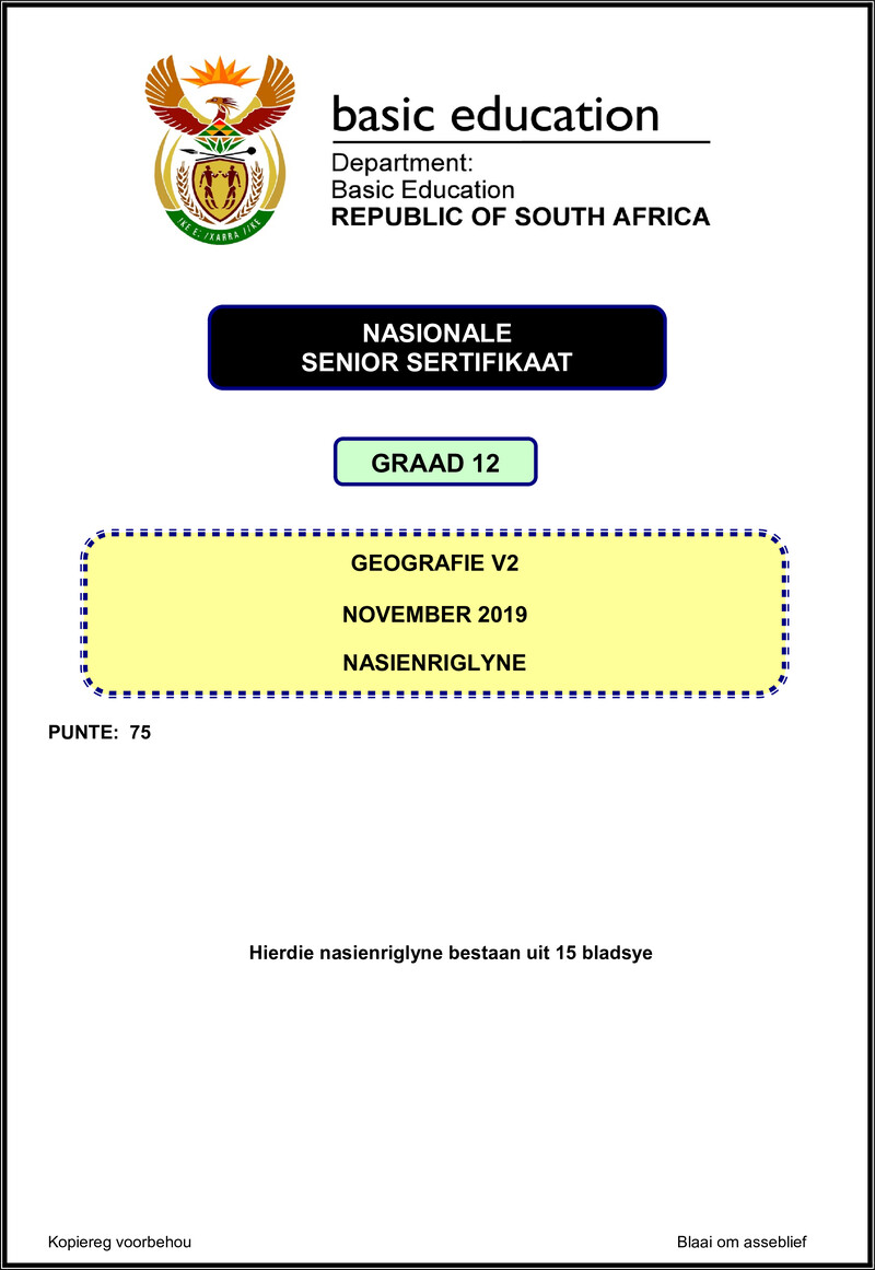 Geography P2 Nov 2019 Memo Afr Gr12
