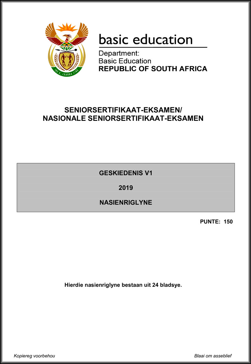 History P1 May June 2019 Memo Afr Gr12