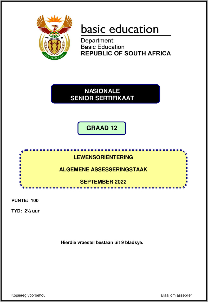 Life Orientation September 2022 Afr Gr12