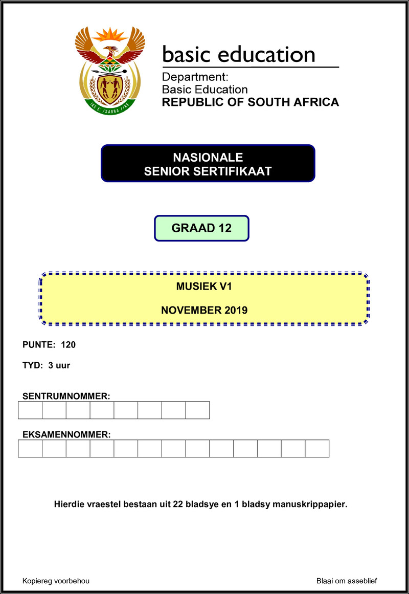 Grade 12 Music past paper 2019 – music p1 nov 2019 afr gr12