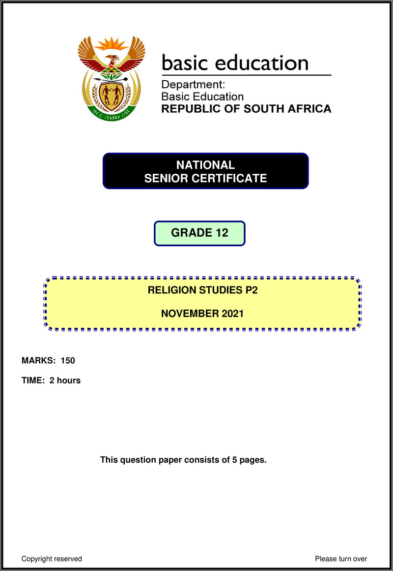 Religion Studies P2 Nov 2021 Eng Gr12