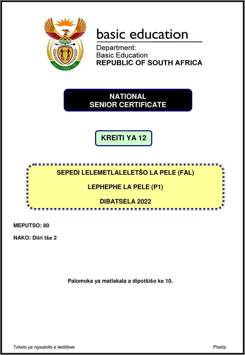 Sepedi Fal P1 Nov 2022 Gr12