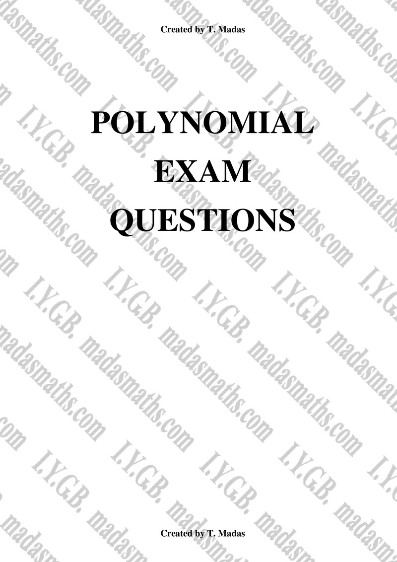 Polynomials Exam Questions Intro Gr12