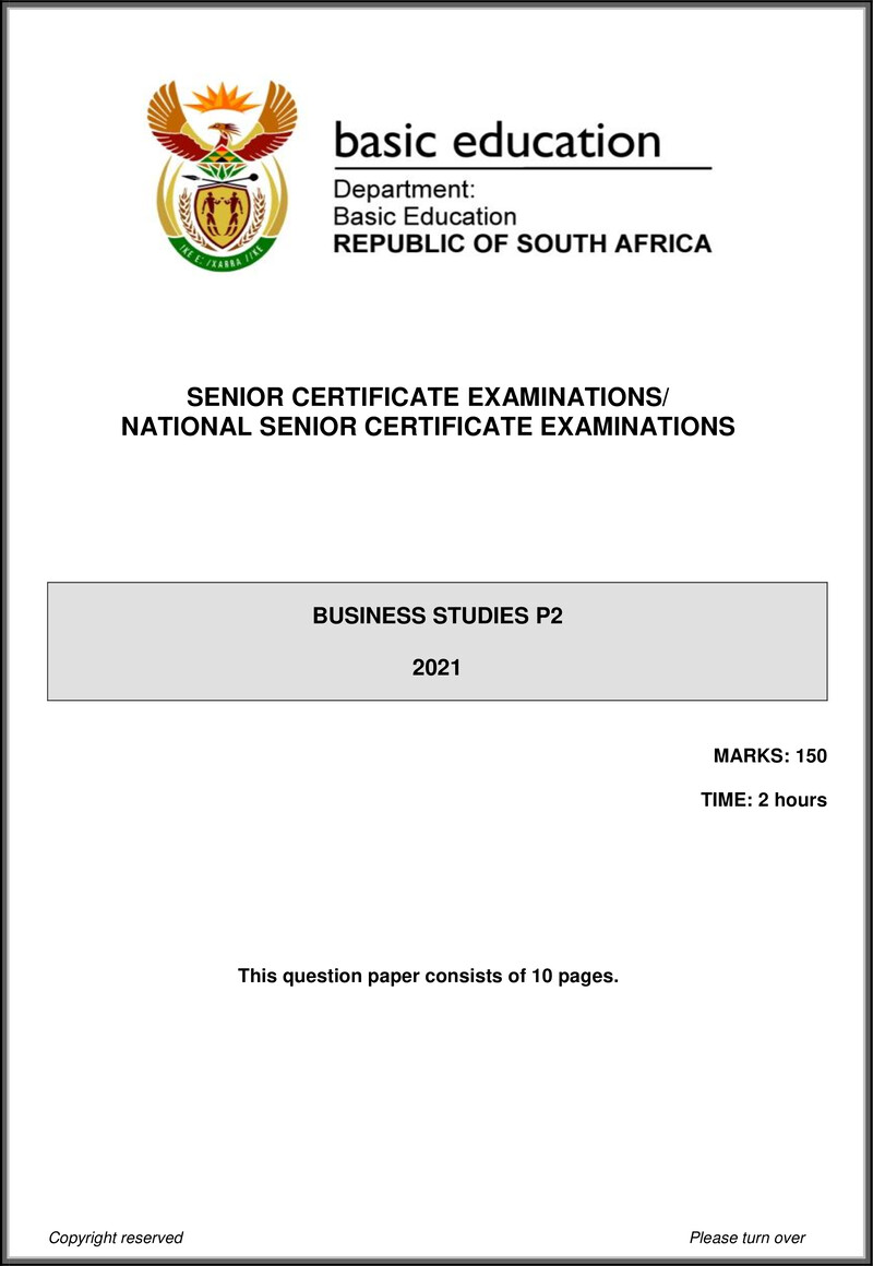 Grade 12 Business Studies past paper 2021 – business studies p2 may june 2021 eng gr12