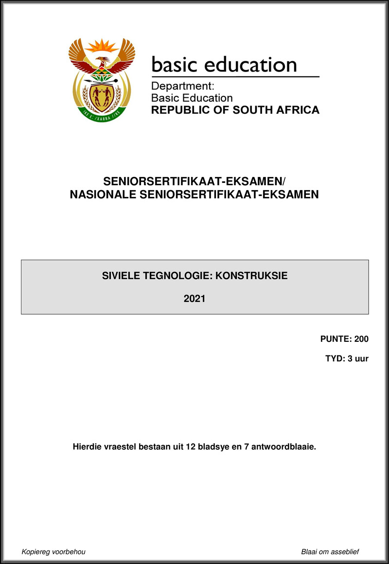 Civil Technology May June 2021 Construction Afr Gr12