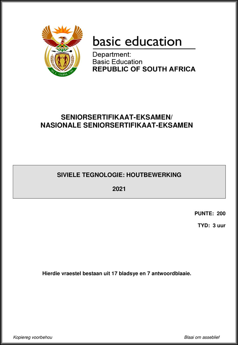 Civil Technology May June 2021 Woodworking Afr Gr12