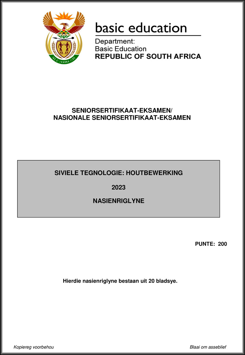Grade 12 Civil Technology past paper 2023 – civil technology may june 2023 woodworking mg afr gr12