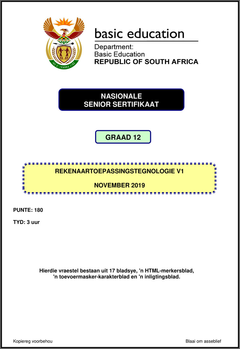 Computer Application Technology P1 Nov 2019 Afr Gr12