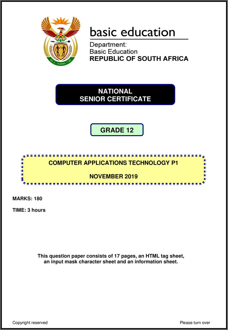 Computer Application Technology P1 Nov 2019 Eng Gr12