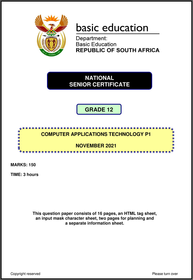 Computer Application Technology P1 Nov 2021 Eng Gr12