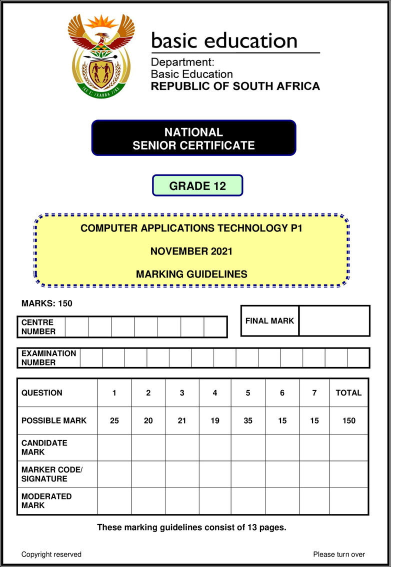 Computer Application Technology P1 Nov 2021 Mg Eng Gr12