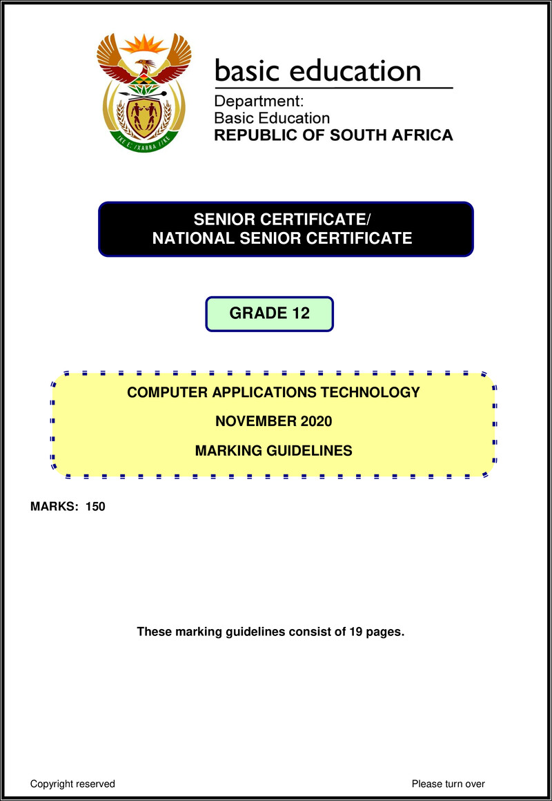 Computer Application Technology P2 Nov 2020 Memo Eng Gr12
