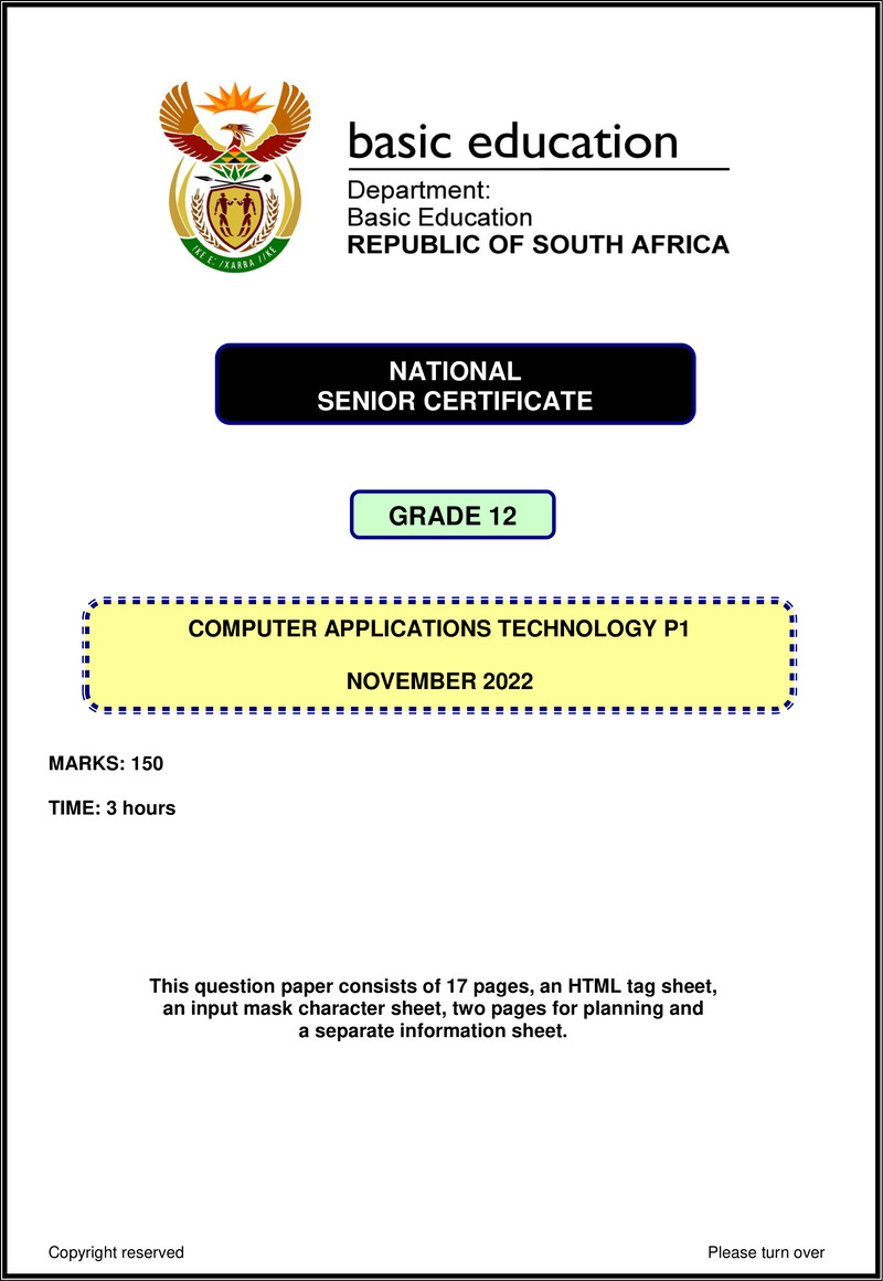 Computer Applications Technology P1 Nov 2022 Eng Gr12