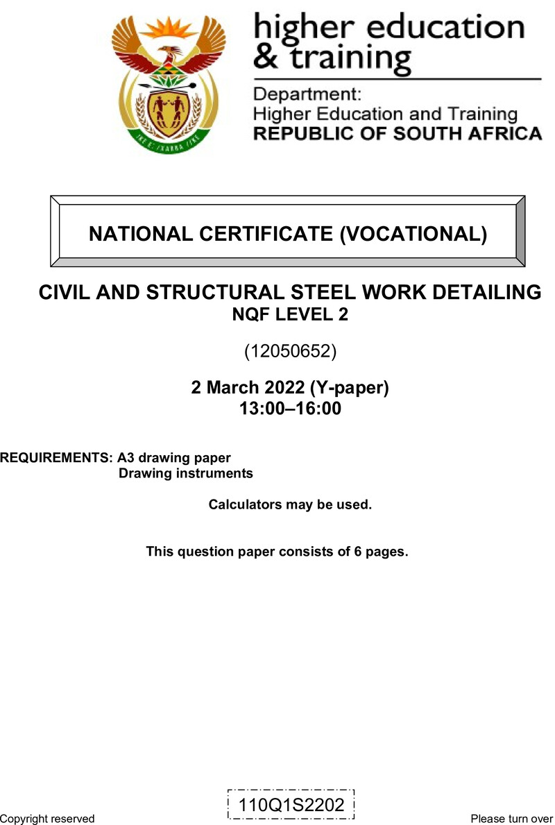 Civil And Structural Steel Work Detailing L2 Supp QP Feb 2022