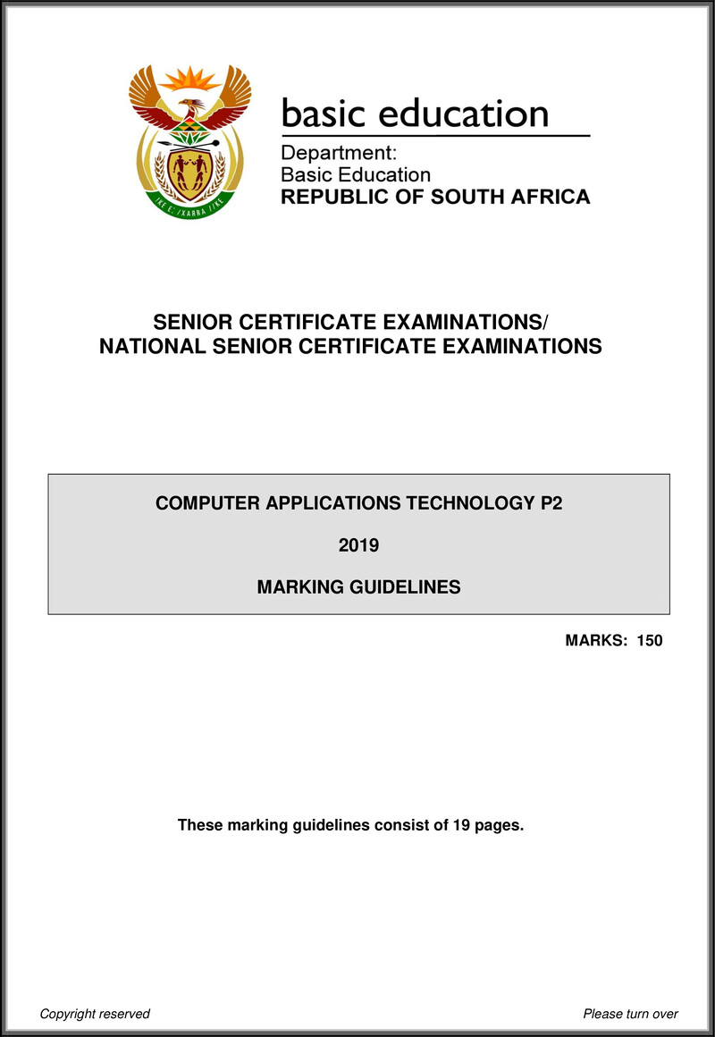 Computer Applications Technology P2 May June 2019 Memo Gr12