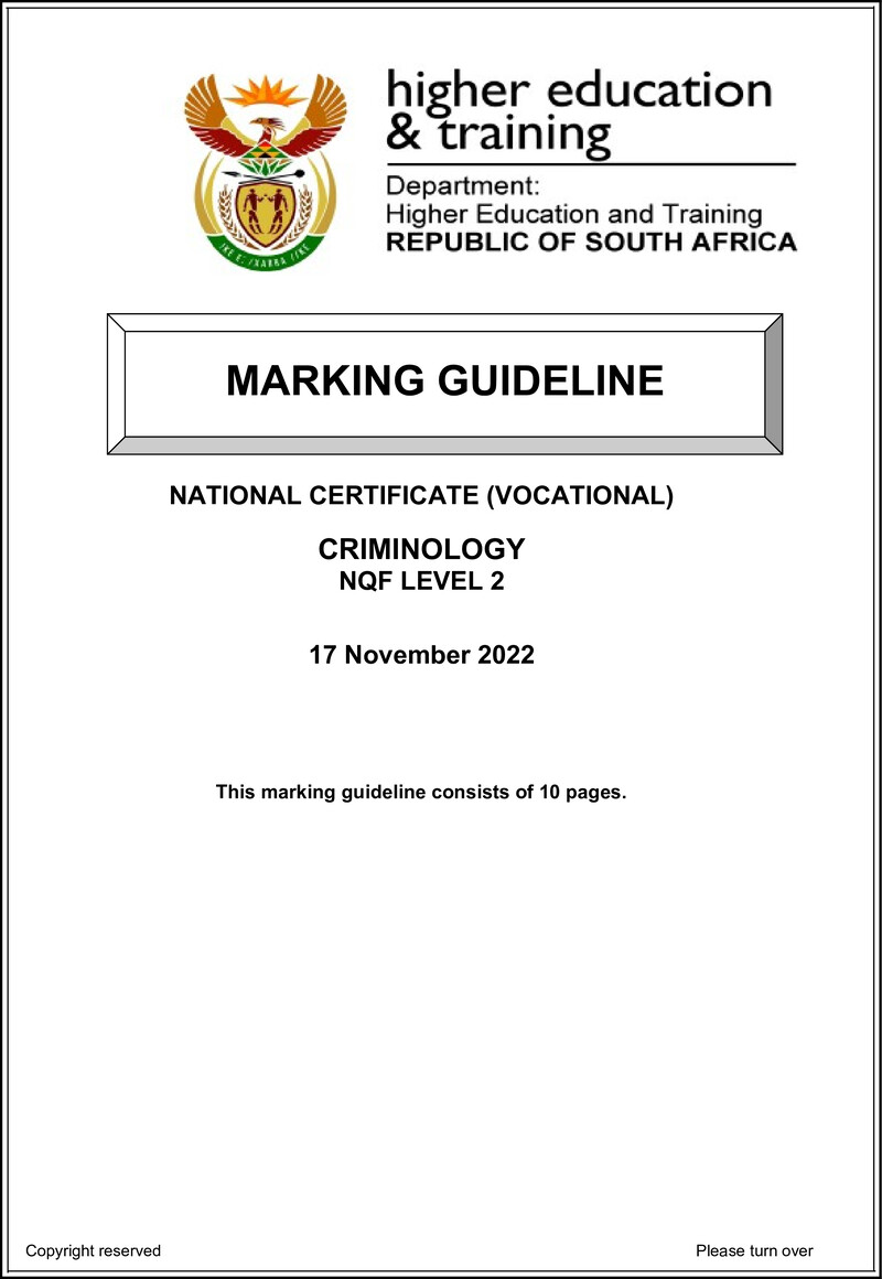 Nc720 Criminology L2 Nov Memo 2022