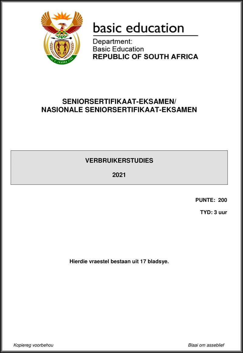 Consumer Studies May June 2021 Afr Gr12