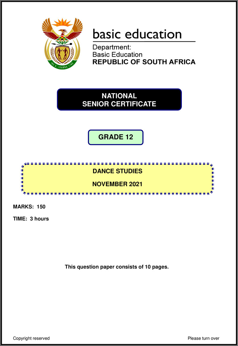 Dance Studies Nov 2021 Eng Gr12