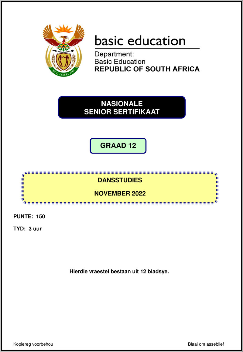 Dance Studies Nov 2022 Afr Gr12