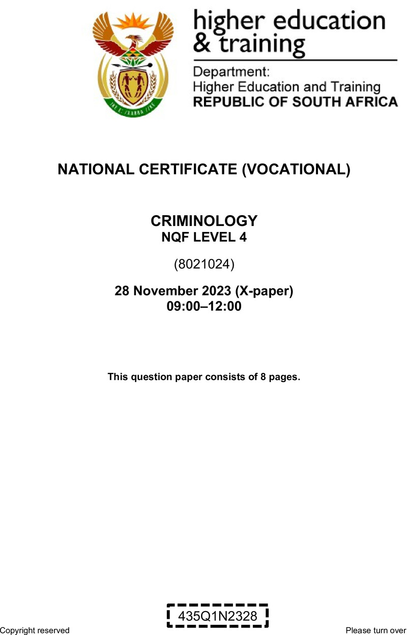 Nc740 Criminology L4 QP Nov 2023 Signed Off