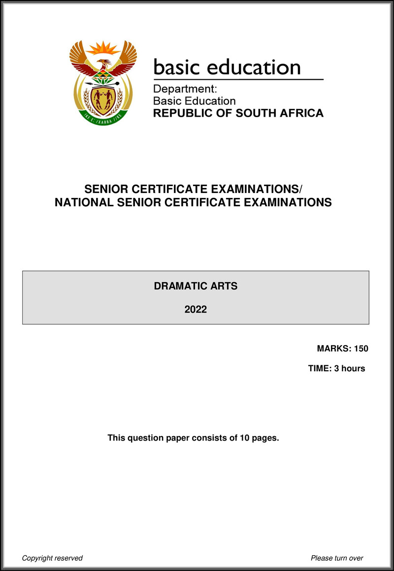 Grade 12 Dramatic Arts past paper 2022 – dramatic arts may june 2022 eng gr12