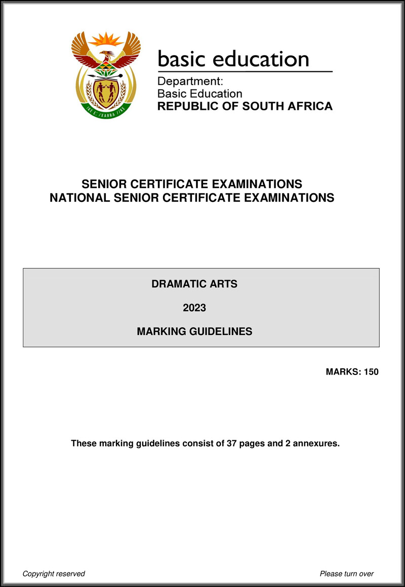 Dramatic Arts P1 May June 2023 Mg Eng Gr12