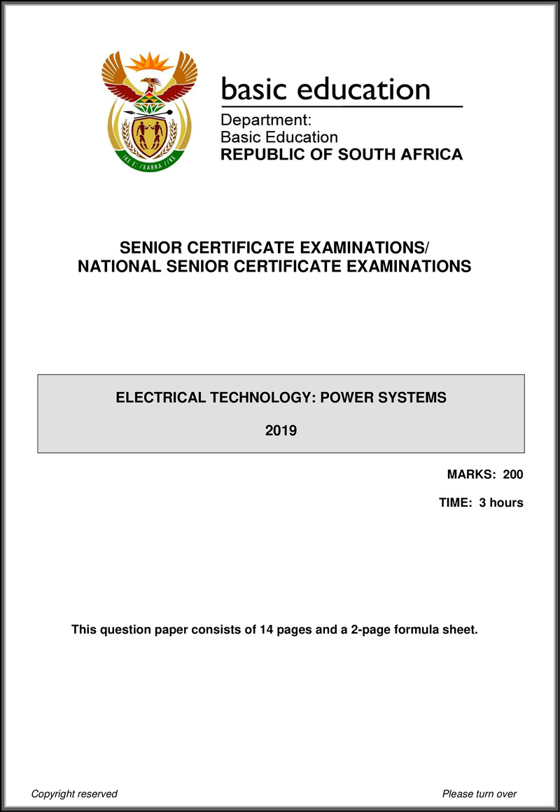 Electrical Technology May June 2019 Power System Eng Gr12